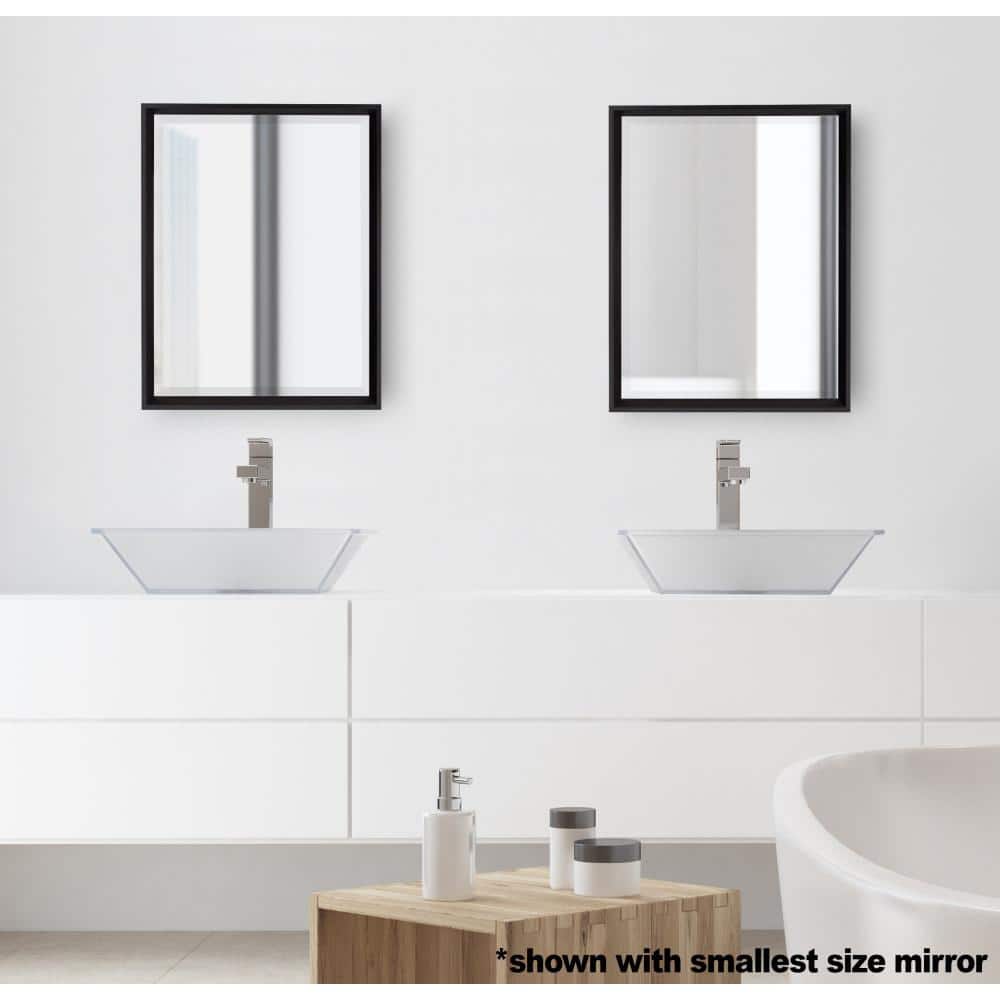 Calter Contemporary Black Polystyrene 25x30 Rectangular Wall Mirror