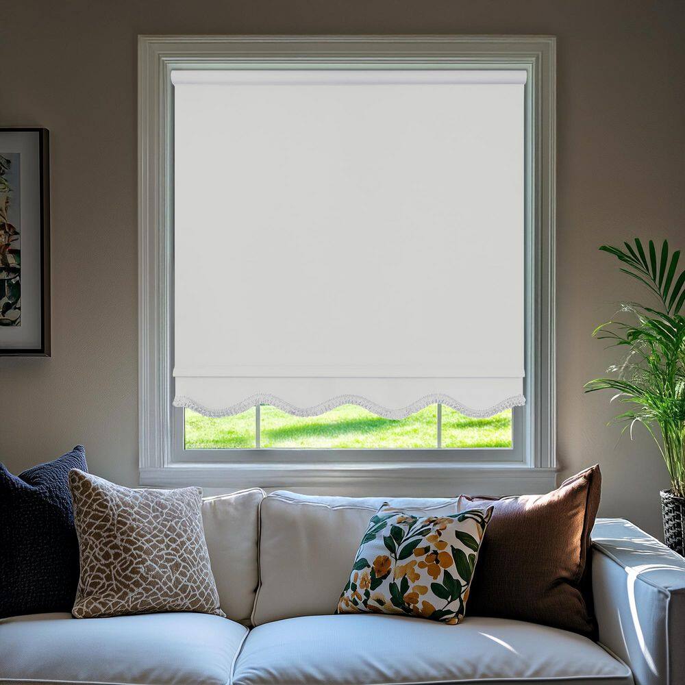 Fringe White Solid Cordless Blackout Privacy Vinyl Roller Shade 52.75 in. W x 64 in. L price history on PriceWatchPro