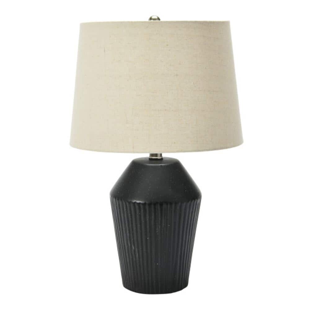 20 .75 in. Black Stoneware Table Lamp with Linen Drum Shade price history on PriceWatchPro
