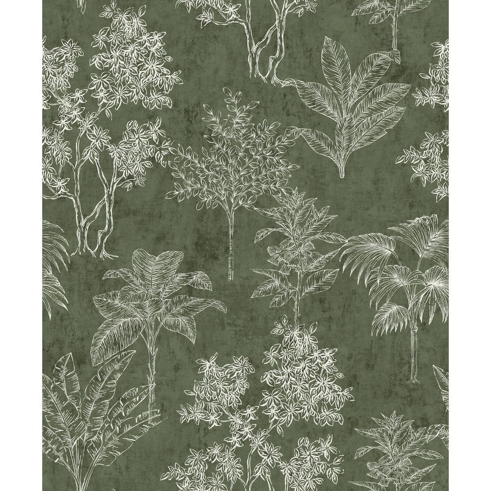 Zen Collection Green Floating Foliage Metallic Sheen Finish Non-Pasted Non-
