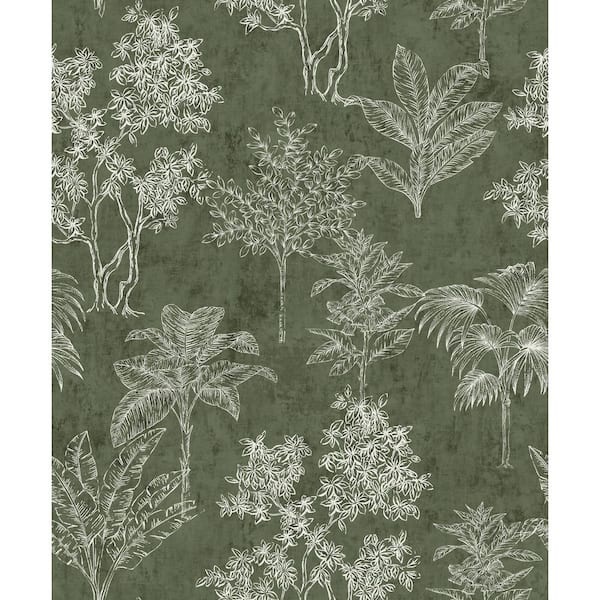 Unbranded Zen Collection Green Floating Foliage Metallic Sheen Finish Non-Pasted Non-Woven Wallpaper Sample