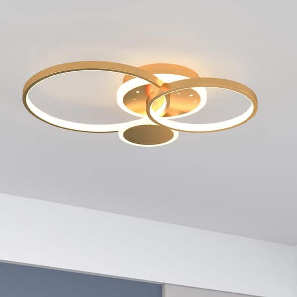 Maxax Carson 21.65 in. 2-Light Gold Cluster Circle LED Semi-Flush Mount