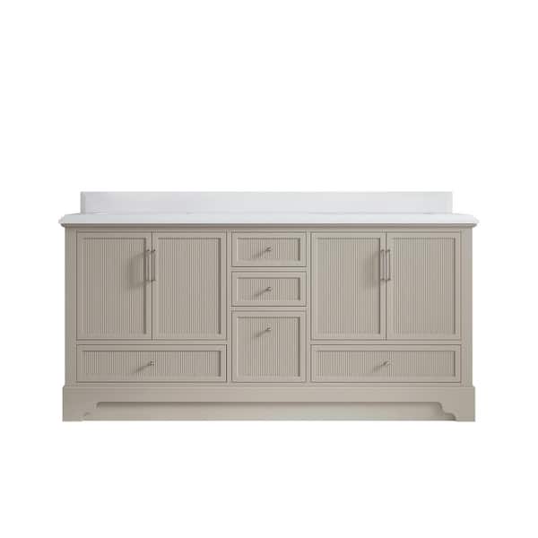Willow Collections Alys 72 in. W x 22 in. D x 36 in. H Double Sink Bath Vanity in Fine Grain with 1.5 in. White Quartz Top