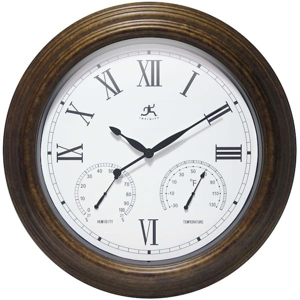 Infinity Instruments Noble Antique Gold Indoor-Outdoor Analog Wall Clock, 18.5 in.