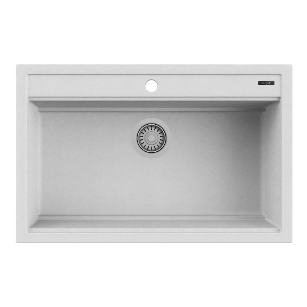 Ruvati EpiCube 31 in. Drop in. Topmount Single Bowl Matte White Granite