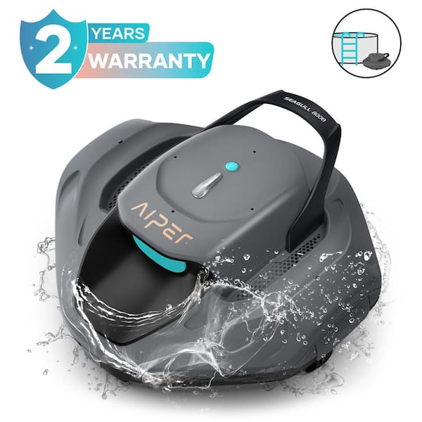 AIPER SG 800B Cordless Robotic Pool Cleaner - Automatic Pool Vacuum for Flat Above Ground Pools up to 860 sq. ft. Gray