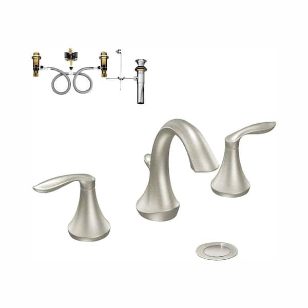 MOEN Eva 8 in. Widespread 2-Handle Bathroom Faucet Trim Kit in Brushed Nickel (Valve Included)