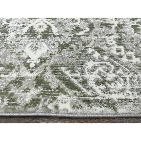 Green 8 ft. Round Livigno 1244 Transitional Abstract Area Rug