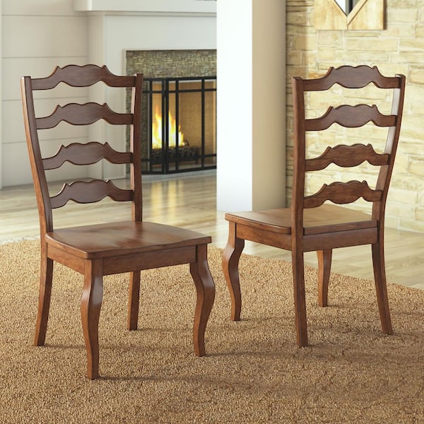 Oak French Ladder Back Wood Dining Chairs (Set Of 2)