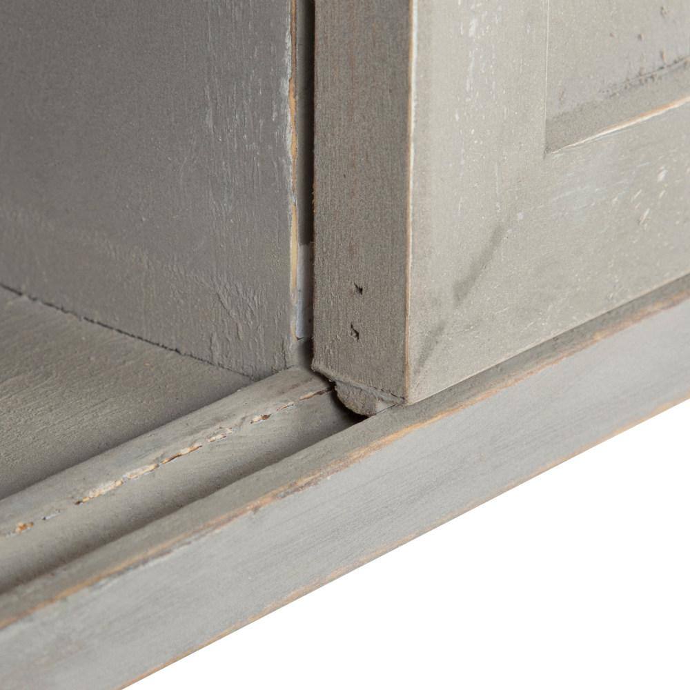 Rustic Gray Wood Wall Storage Cabinet with Sliding Barn Doors