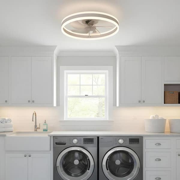 19.7 in. LED Indoor White Ceiling Fan with Light Kit, Remote Controls