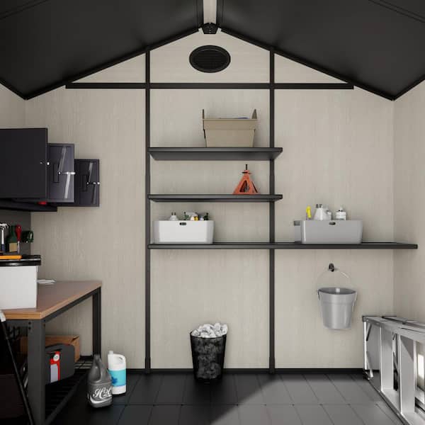 LATTOY 8 ft. W x 6 ft. D Outdoor Storage Resin Garden Shed for