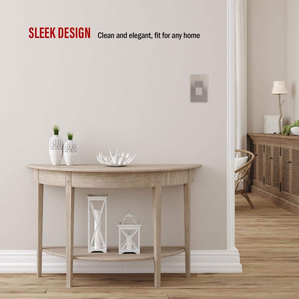 Nickel 1-Gang Screwless Decorator Wall Plate