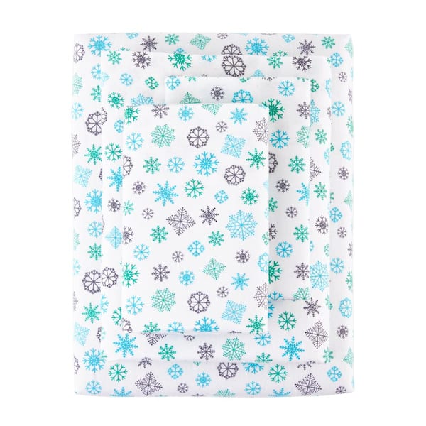 Home Decorators Collection 3-Piece Aqua Snow Cotton Flannel Twin Sheet Set
