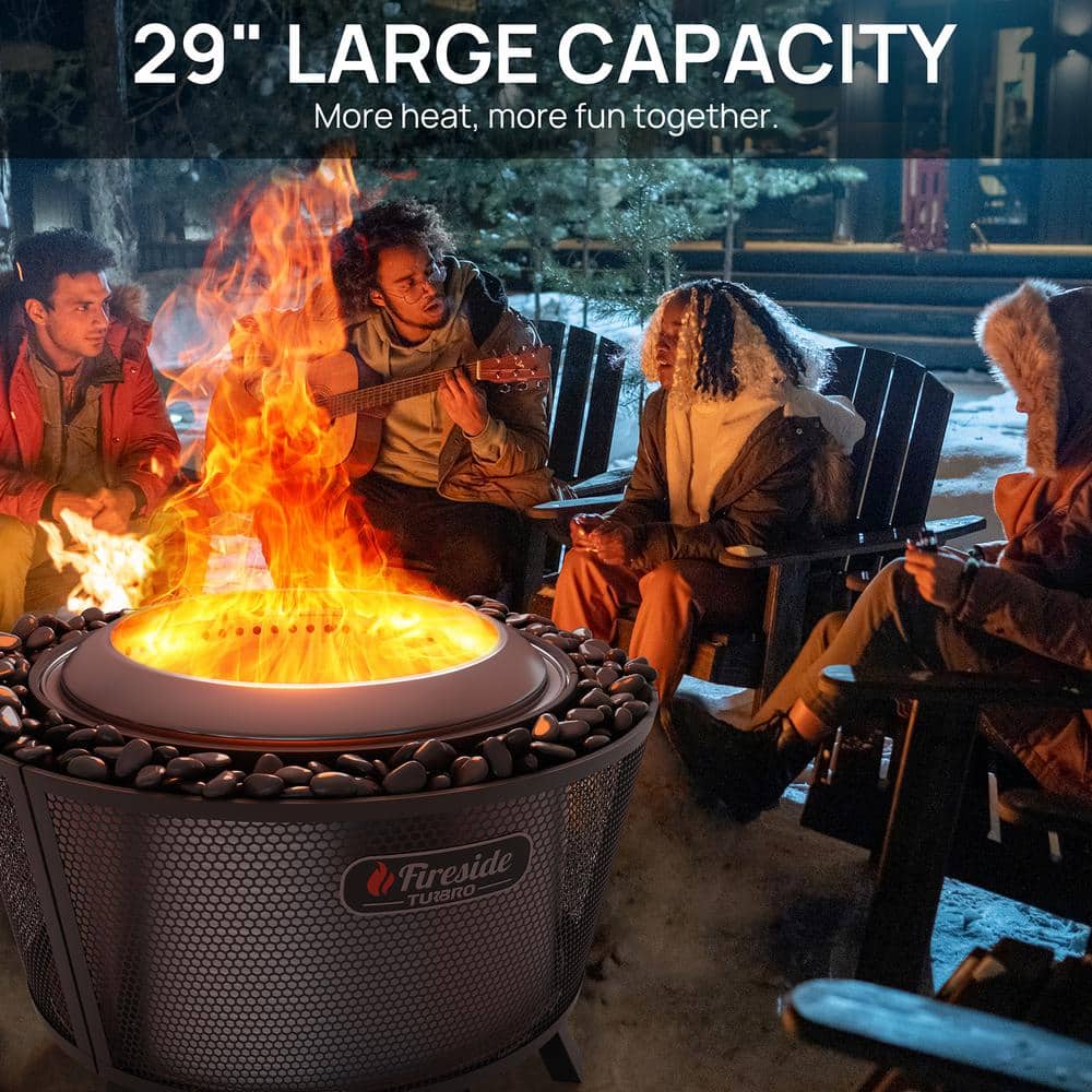 29 Inch Black Stainless Steel Round Smokeless Fire Pit