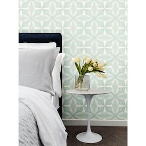 Ronald Redding Cream and Blue Roulettes Paper Unpasted Matte Wallpaper 27 in. x 27 ft.