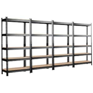 4-Pieces Black 5-Tier Metal Garage Storage Shelving Rack Adjustable(30 in. W x 60 in. H x 12 in. D)