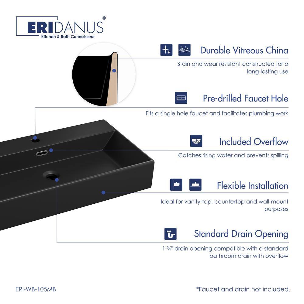 Turner 30" Matte Black Ceramic Wall-Mount Bathroom Sink