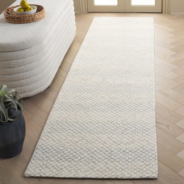 Ebony 2 ft. x 9 ft. Ivory/Beige Striped Diamond Runner Rug