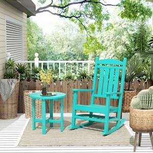 Kenly Turquoise 2-Piece Plastic Outdoor Rocking Chair Set