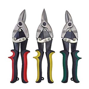 Straight-Cut Left-Cut and Right-Cut Aviation Tin Snip Set (3-Pieces)