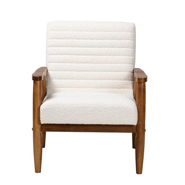 Baxton Studio Stratton White and Walnut Brown Armchair 228 12960