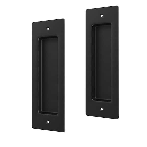 6-1/2 in. L Black Recessed Sliding Barn Door Pull Handles Rectangular Flush Pull Handle (2-Pack)