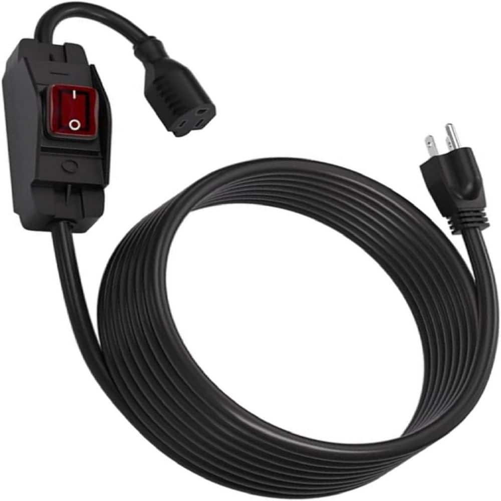 Heavy-Duty Power Extension Cable 15 ft. 14 / 3 SJTW Outdoor Extension Cord with Waterproof On / Off Switch, Black price history on PriceWatchPro