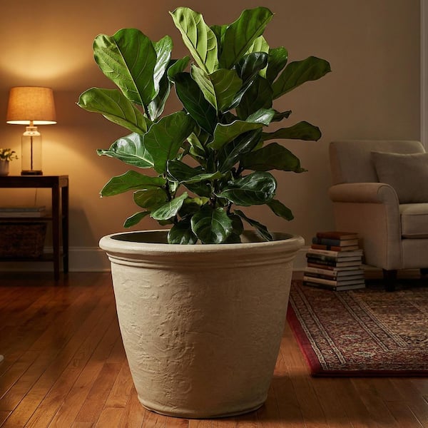 Sunnydaze Anjelica 14 Gal. Dual-Wall Beige Indoor/Outdoor Resin