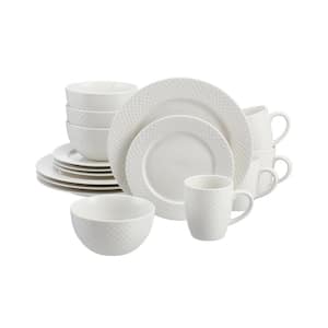 Leighton 16-Piece Textured White Stoneware Dinnerware Set (Service for 4)