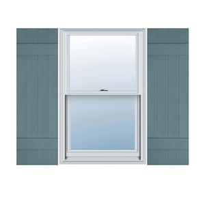 14 in. W x 35 in. H Vinyl Exterior Joined Board and Batten Shutters Pair in Wedgewood Blue