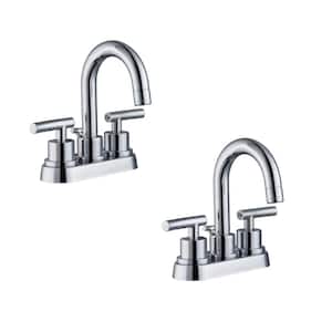 Dorset 4 in. Centerset Double-Handle High-Arc Bathroom Faucet in Chrome (2-Pack)