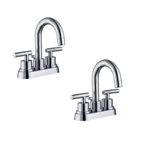 Glacier Bay Dorset 4 in. Centerset Double-Handle High-Arc Bathroom Faucet in Chrome (2-Pack)
