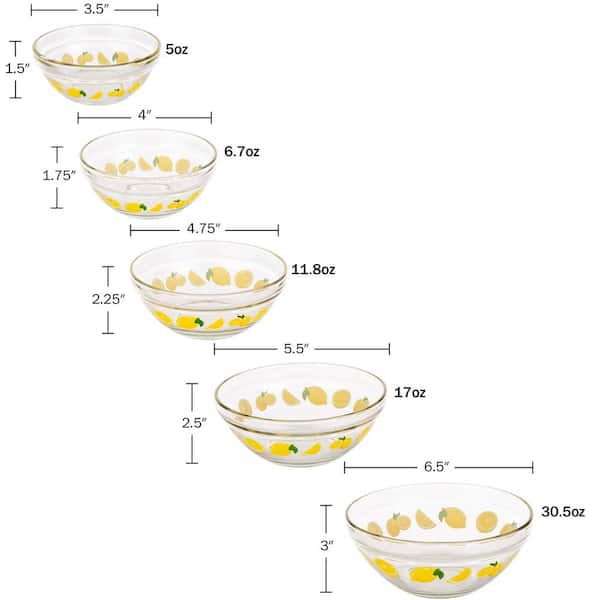 Chef Buddy 20-Piece Glass Bowls with Lids Set - Lemon Design Mixing Bowls  Set with Multiple Sizes for Storage, Lemon/ Green - Yahoo Shopping