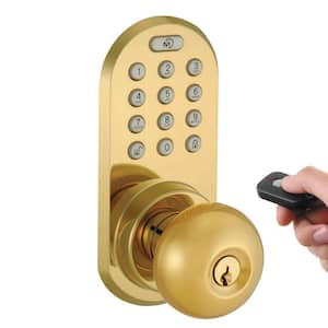 Brass Touch Pad and Remote Electronic Entry Door Knob