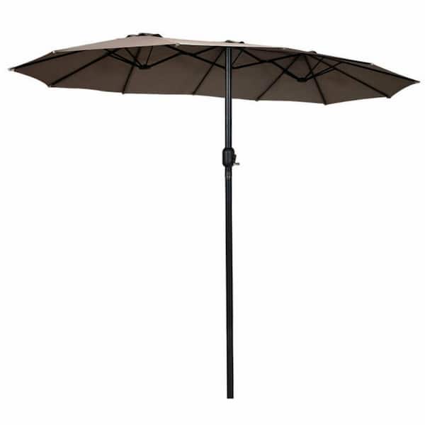 Clihome 15 ft. Double-Sided Market Umbrella Outdoor Patio Umbrella with Crank Without Base