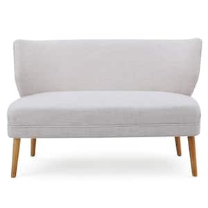 Mariah Beige Polyester 2-Seater Loveseat with Tapered Wood Legs