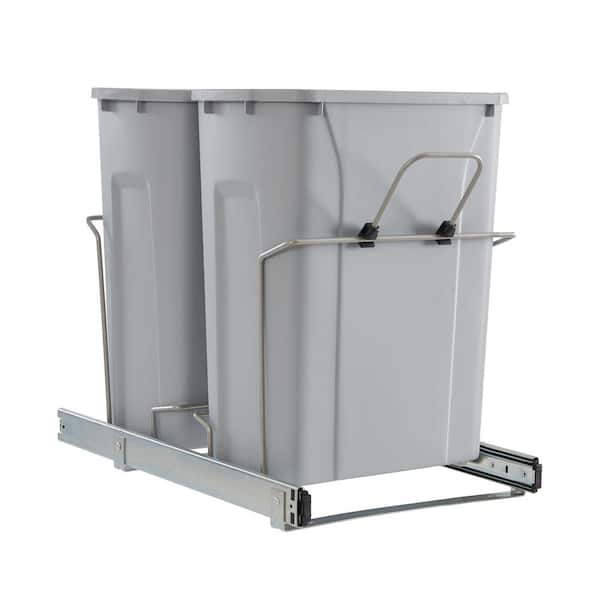 Bottom Mount Under Sink Double Trash Bin Pull-Out, with 15 Liter