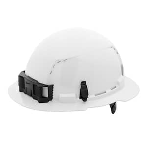 BOLT White Type 1 Class C Full Brim Vented Hard Hat with 6-Point Ratcheting Suspension