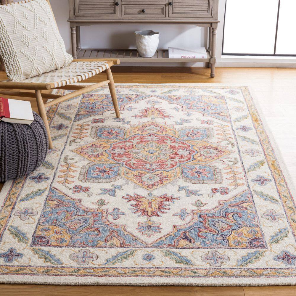 Ivory and Rust Hand-Tufted Wool Rectangular Area Rug