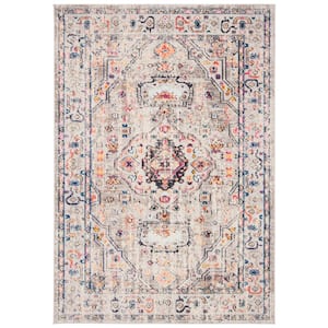 Madison Gray/Blue 5 ft. x 8 ft. Distressed Border Area Rug