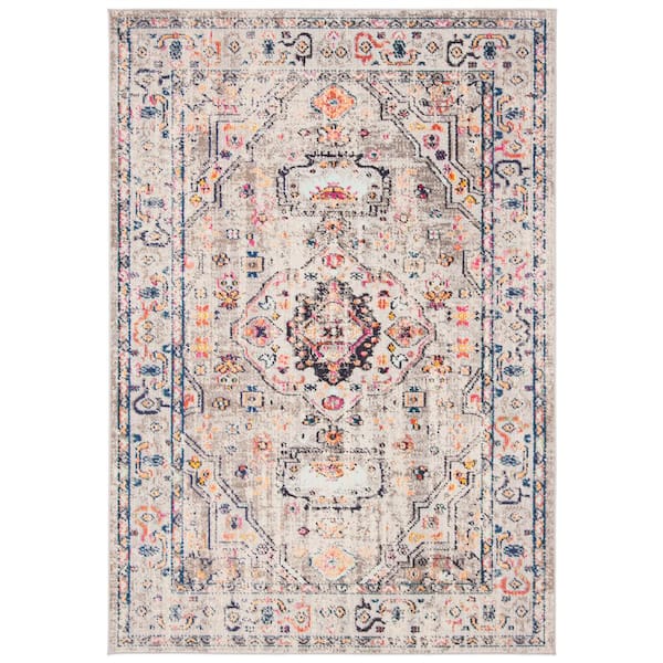 SAFAVIEH Madison Gray/Blue 5 ft. x 8 ft. Distressed Border Area Rug