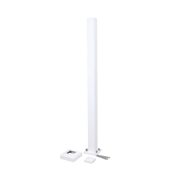 WESTBURY 2 in. White Fine Texture Aluminum C10-C80 37 in. Blank Fence Post Kit (Includes Cap and Flair) 173344TWH