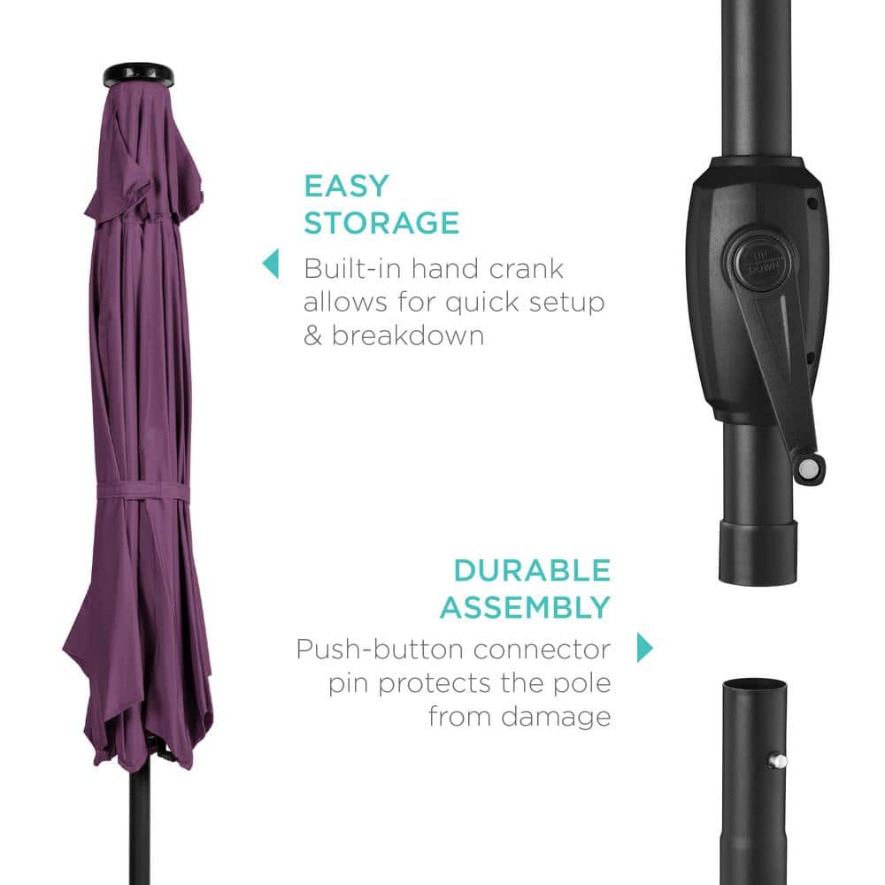 7.5ft Amethyst Purple Solar LED Outdoor Patio Umbrella