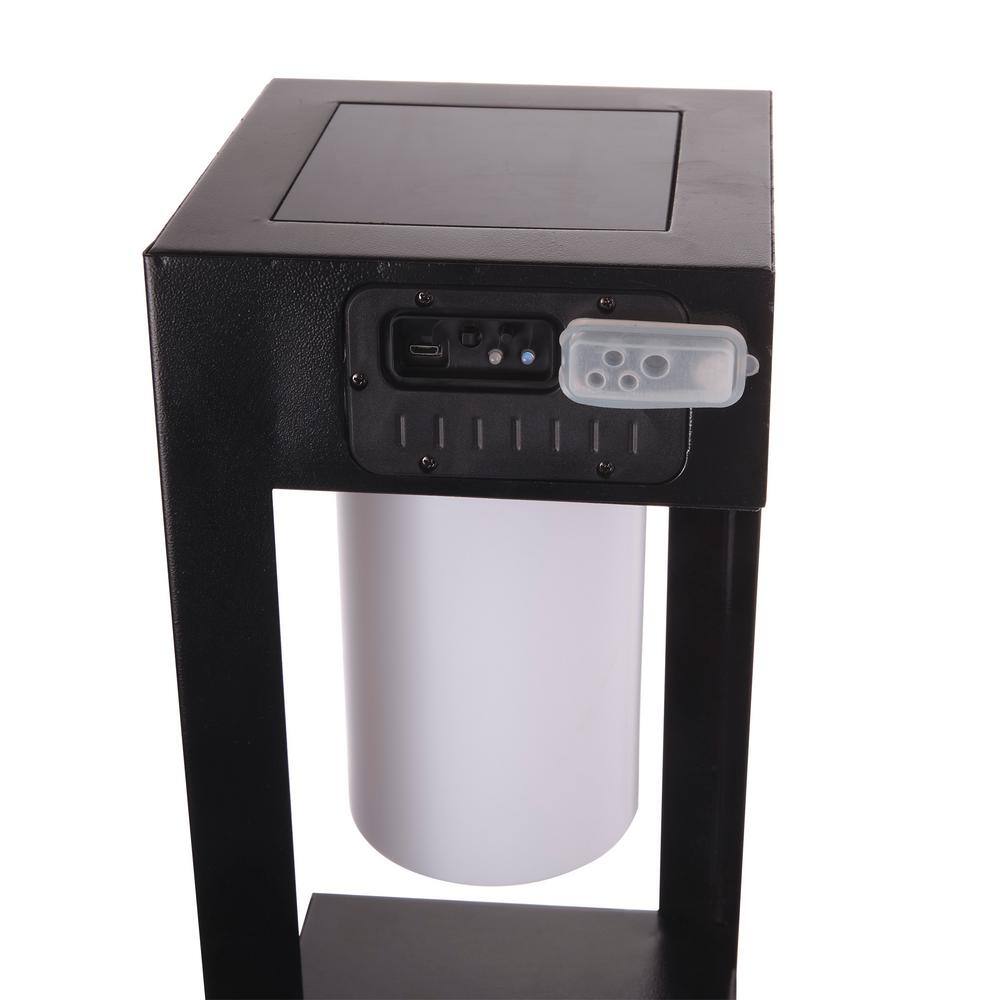 24'' Black Metal Solar LED Outdoor Lantern with Bluetooth Speaker