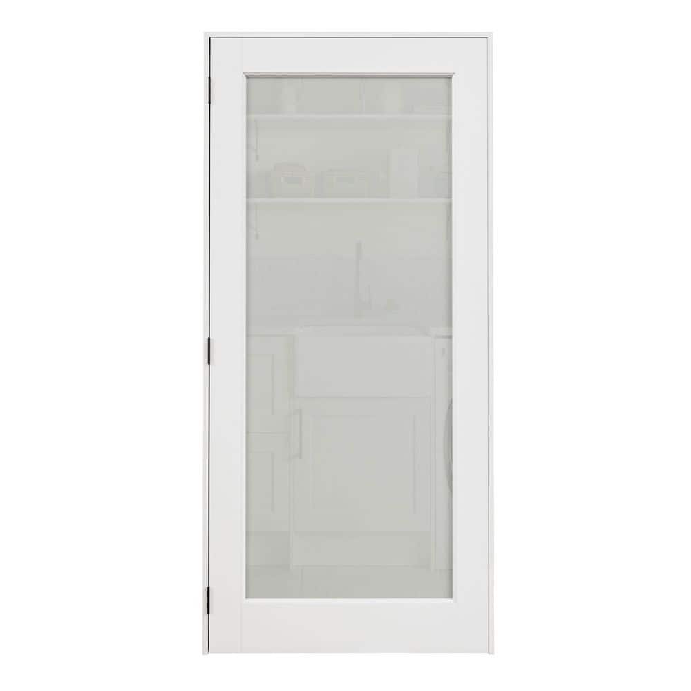 ARK DESIGN 34 in.x 80in. 1-Lite Frosted Glass Right-Hand White Solid ...