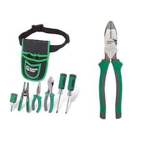 7-Piece Electrician's Tool Set with Pouch and 9 in. High Leverage Wire Cutting Pliers with Tape Puller