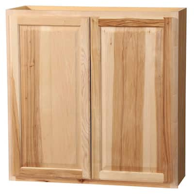 Hampton Wall Kitchen Cabinets in Natural Hickory – Kitchen – The Home Depot