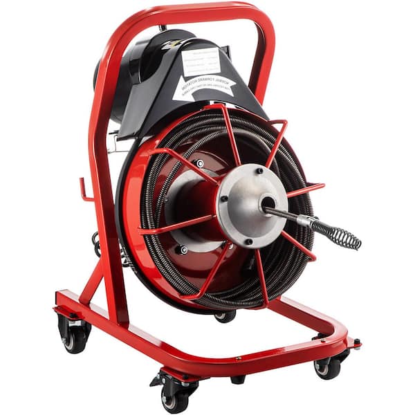SKYSHALO 75 ft. x 3/8 in. Drain Cleaning Machine 250-Watt Electric Drain Auger on Wheels Portable Sewer Cleaner for 2 -4 in. Pipe