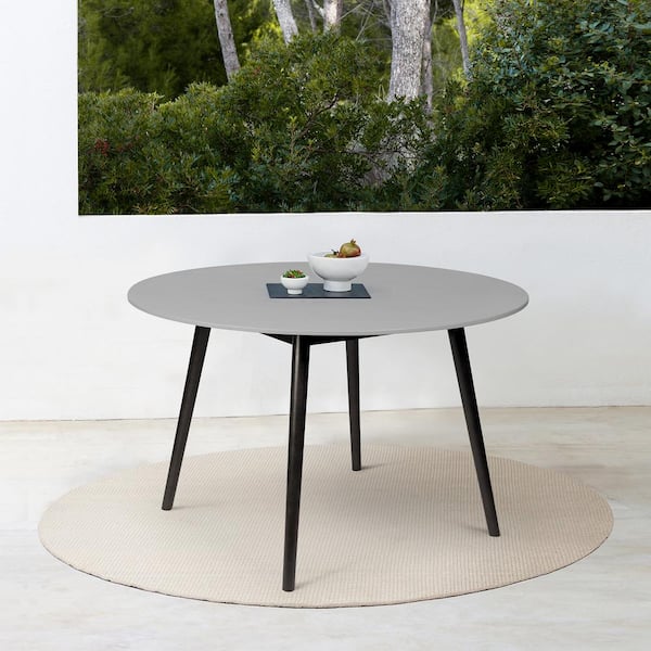 Armen Living Sydney Dark Eucalyptus Round Wood Outdoor Dining Table